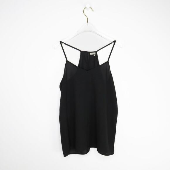 Anthro Paper Crane Black Chiffon Tank Top Small Thin Strap Cami Cute - Picture 3 of 8